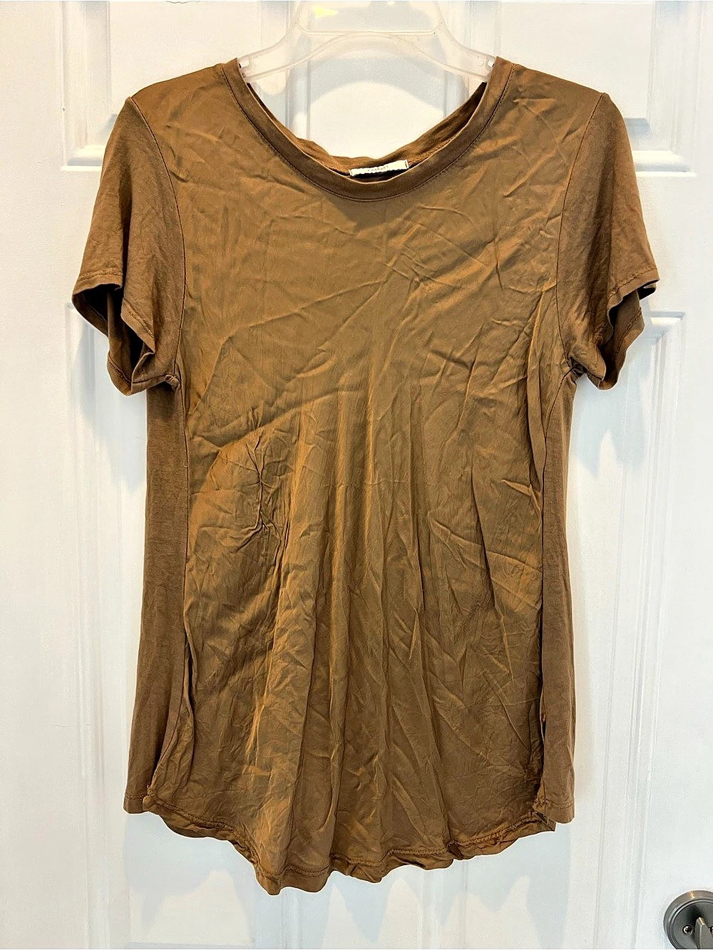 Made In Italy,Charget Blouse Light Brown, Women’s Short Sleeve Size M/L # 687